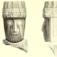 Cabeza de estatua colosal en Tiahuanaco. (Bolivia)
